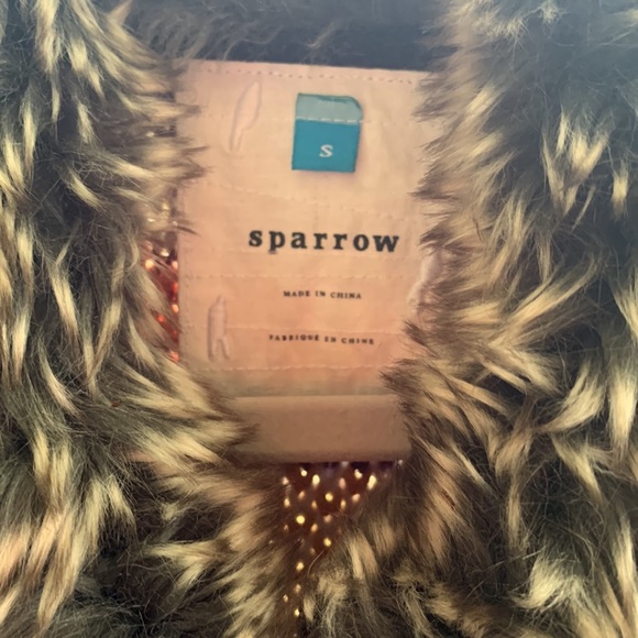 Anthropologie Striped Fur Collar Zip Up Cardigan Sweater - Picture 3 of 6